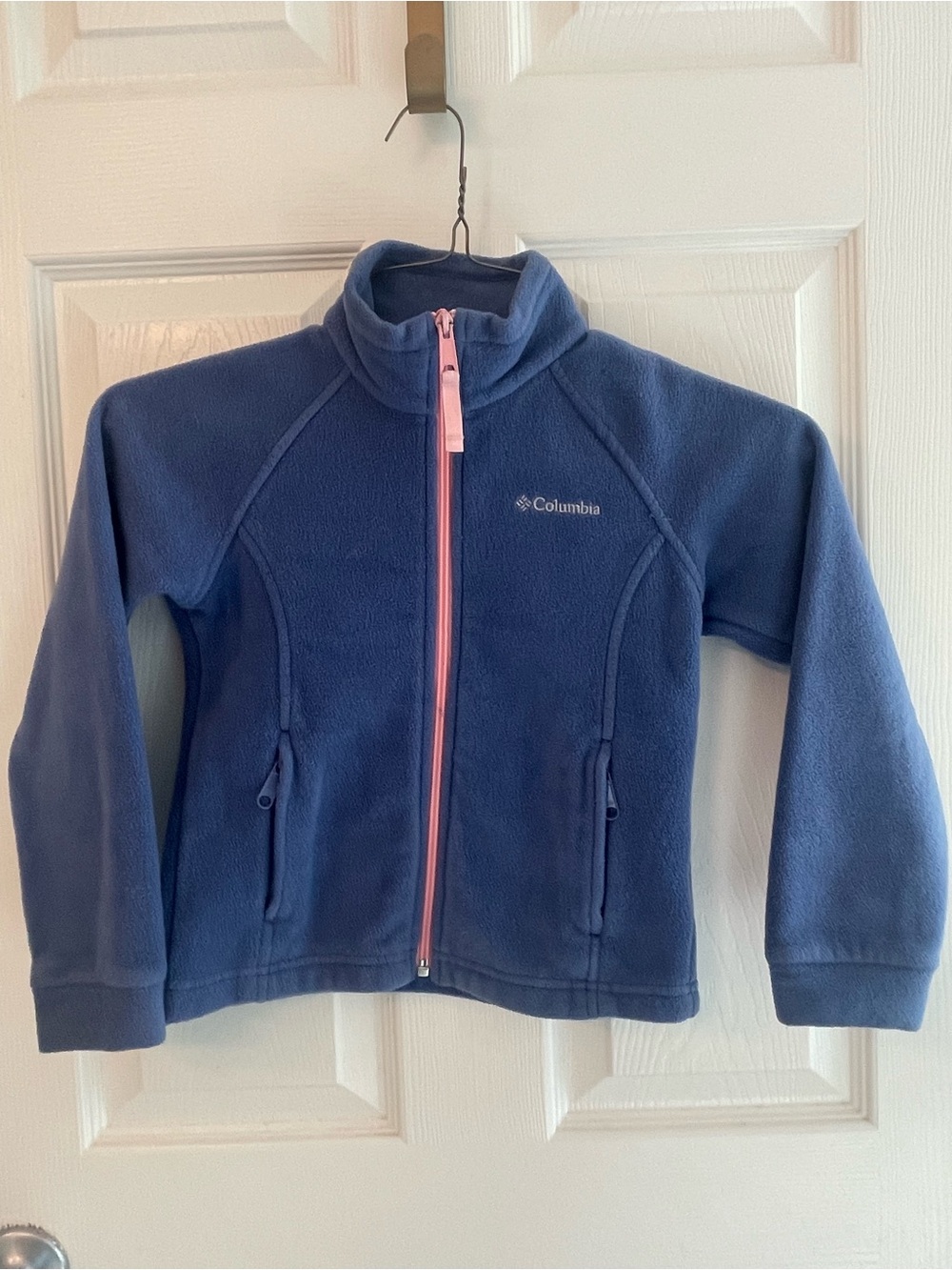 Columbia Girls Navy Blue Fleece Jacket with Pink Zipper